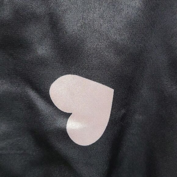 Justice Girls 14 Black Satin Sleeveless Fit & Flare Tier Ruffle Pink Heart Dress - Picture 6 of 11